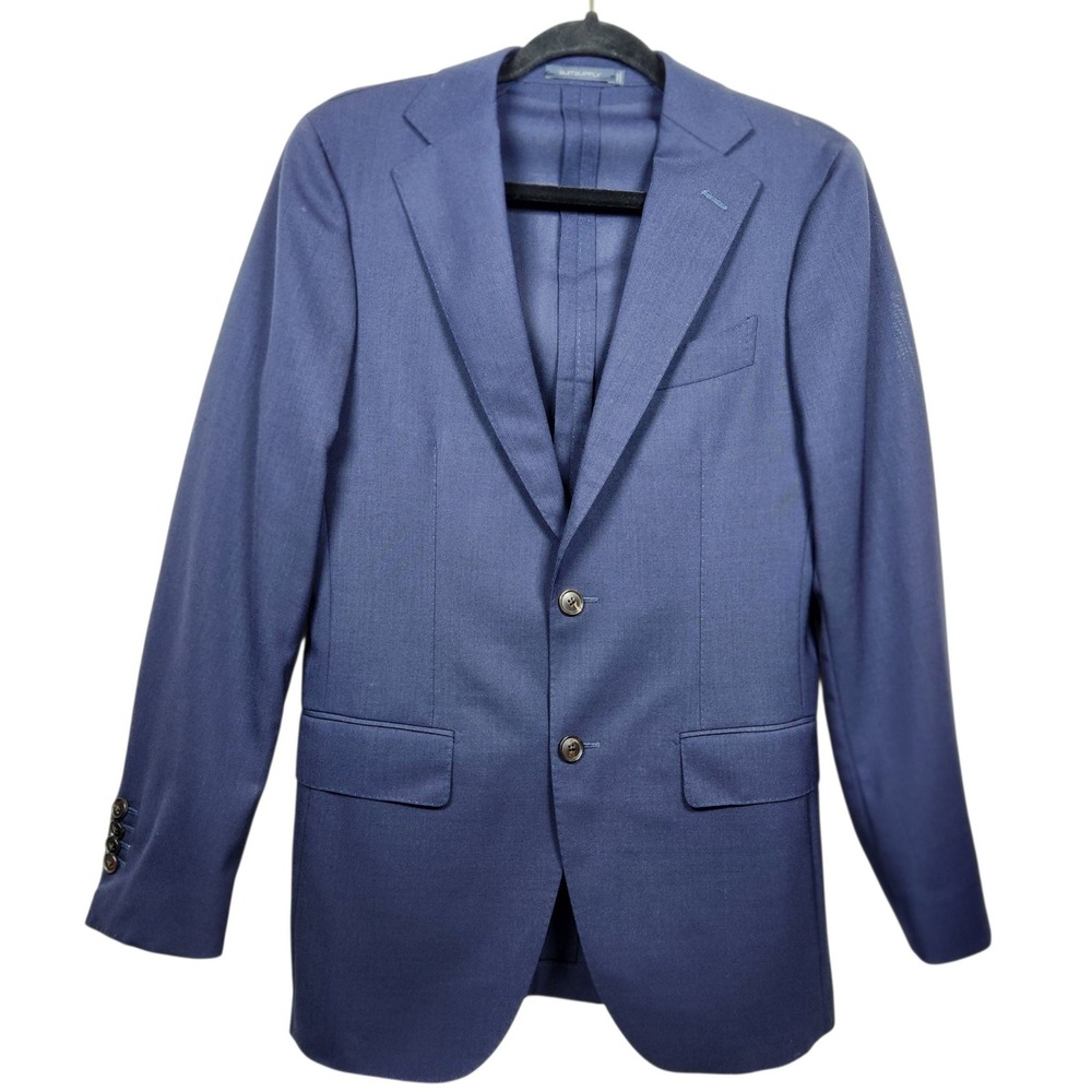 Suitsupply Havana Blazer Mens 44S Navy Blue Wool Cerruti iTravel Slim Sport Coat